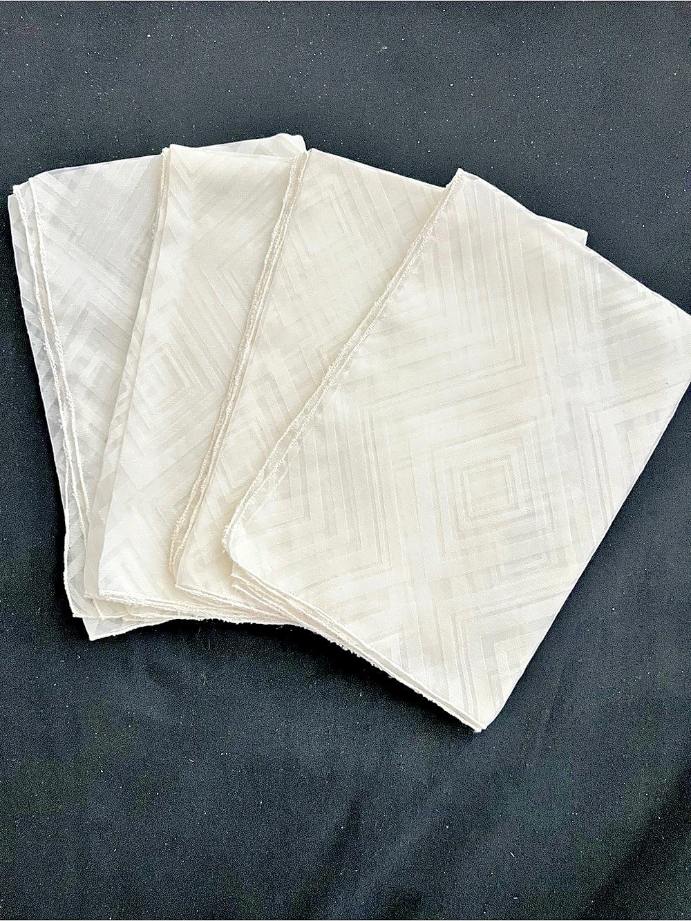 Mid Century- Sheer Geometric White Table Napkin Linens